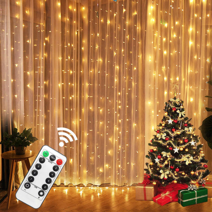USB curtain fairy lights with remote and 8 modes, up to 6 x 2 m