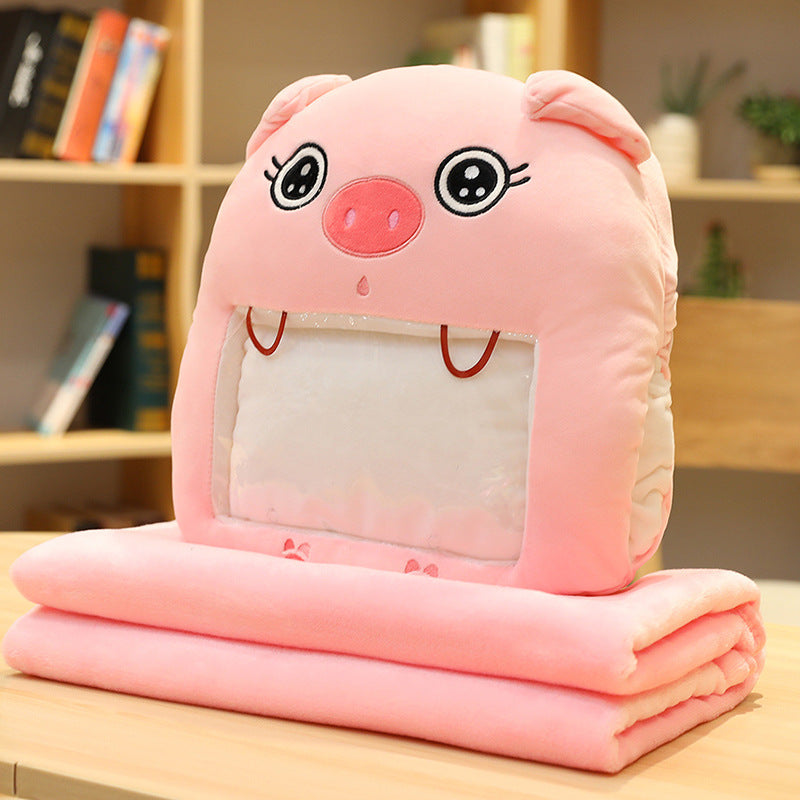 Plush Animal Hand Warmer Pillow With Blanket Inside