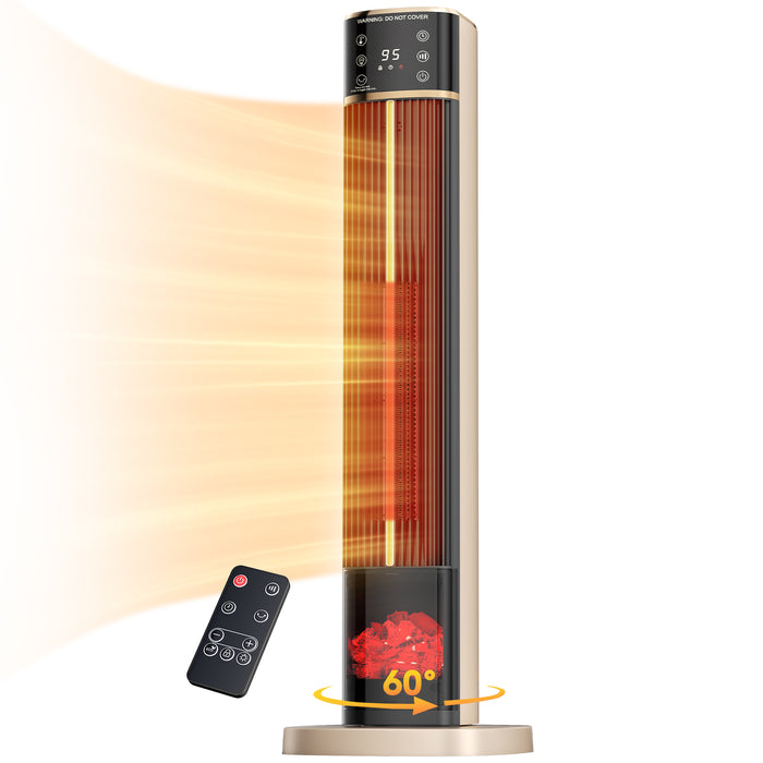 Warmfell Ceramic Tower Heater 81 cm with Flame Effect and ECO Mode