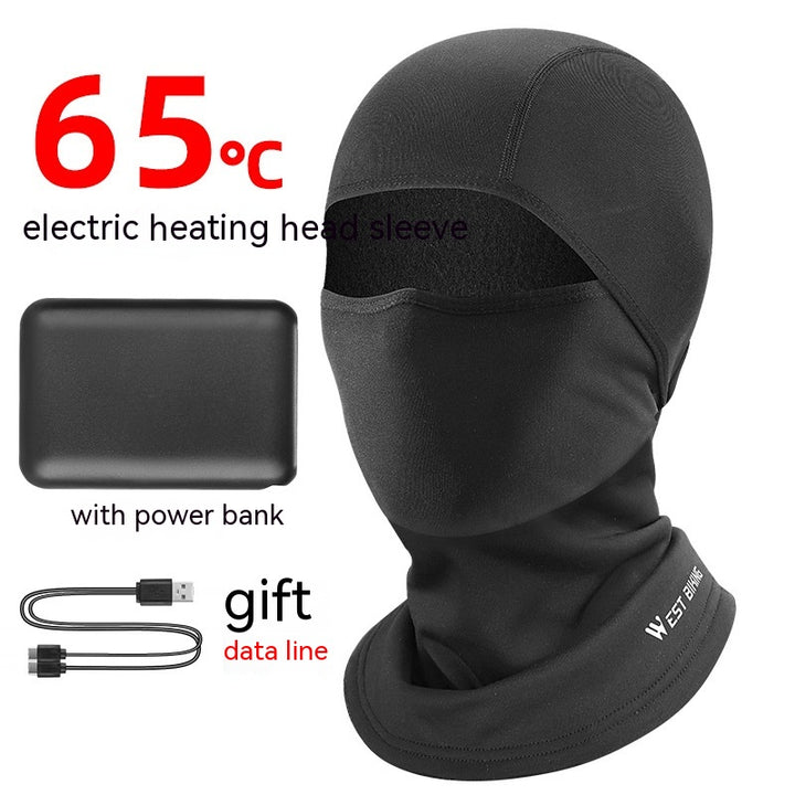 Cycling Heating Hood With Battery, Electric Warm Face Mask