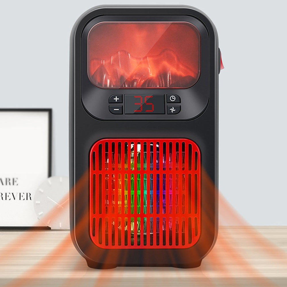 Mini plug-in heater with flame light
