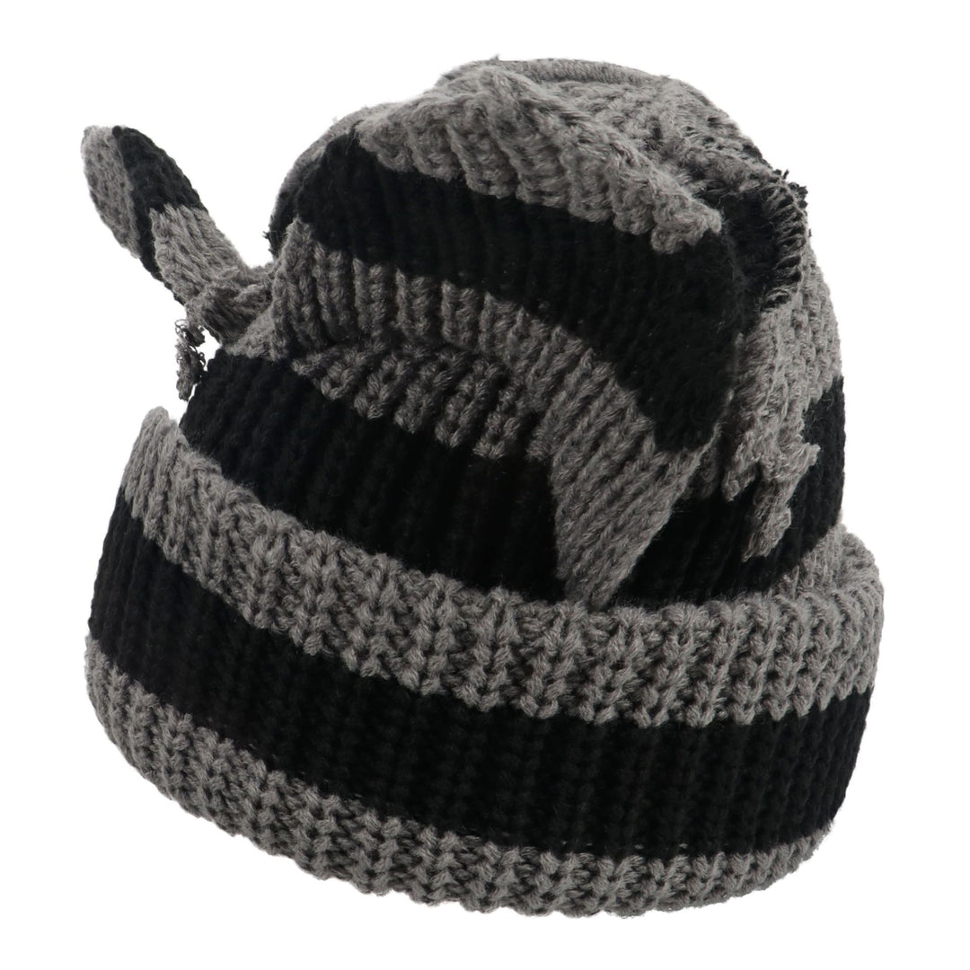 Black chunky knit beanie with cat ears