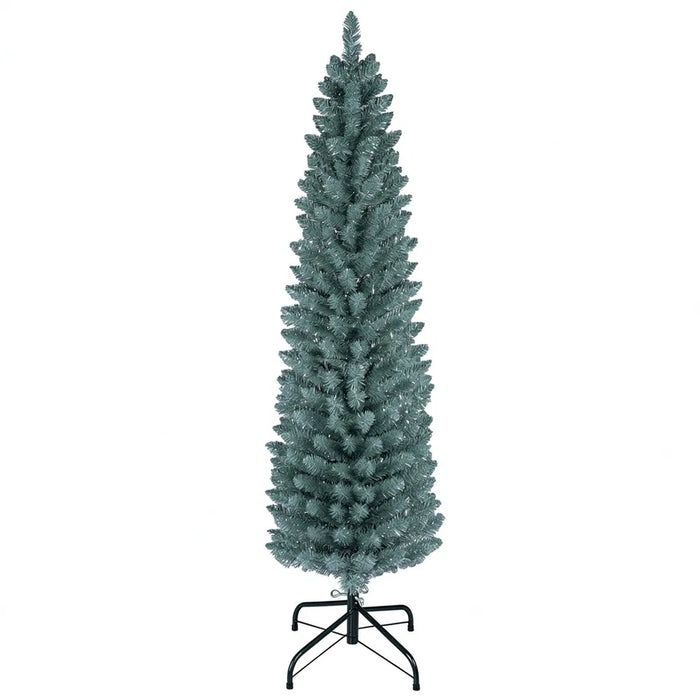 Warmfell Frosted Slim Christmas Tree with Silver Tips, 5ft