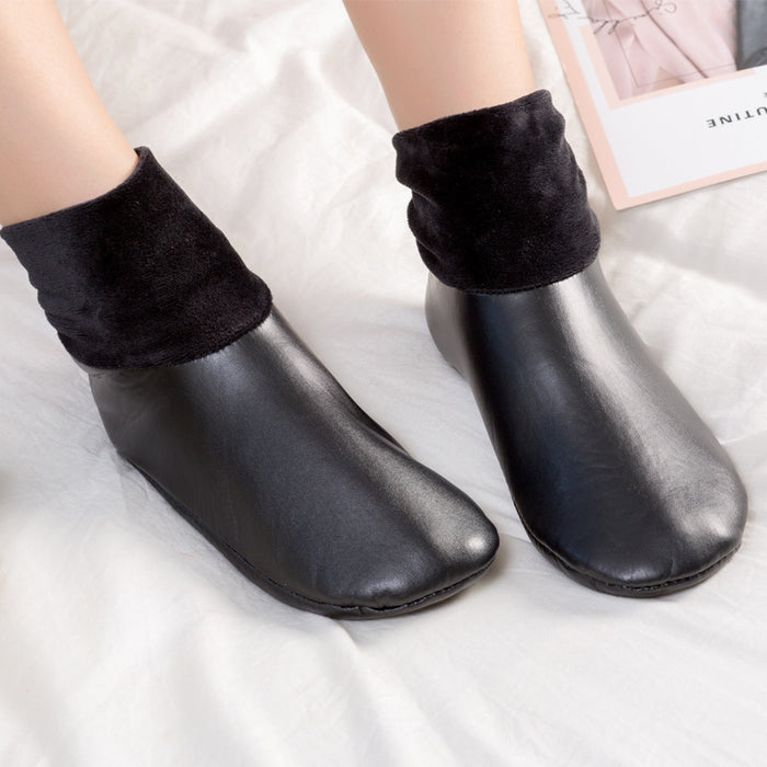 Warmfell Fleece Lined Slipper Boots in Faux Leather