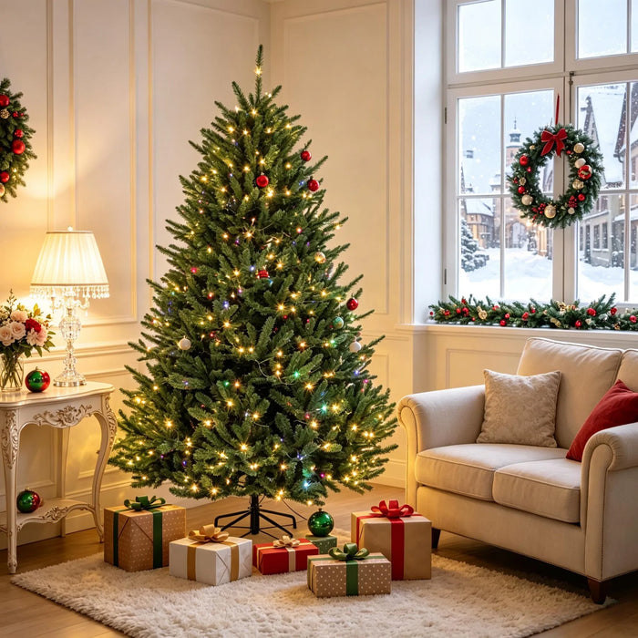 Warmfell Green Christmas Tree with 480 LEDs and Foot Pedal, 6ft