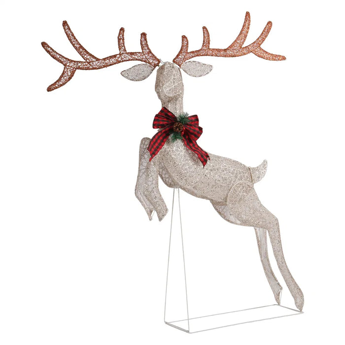 Warmfell 5ft Light-Up Jumping Reindeer with Red Bow