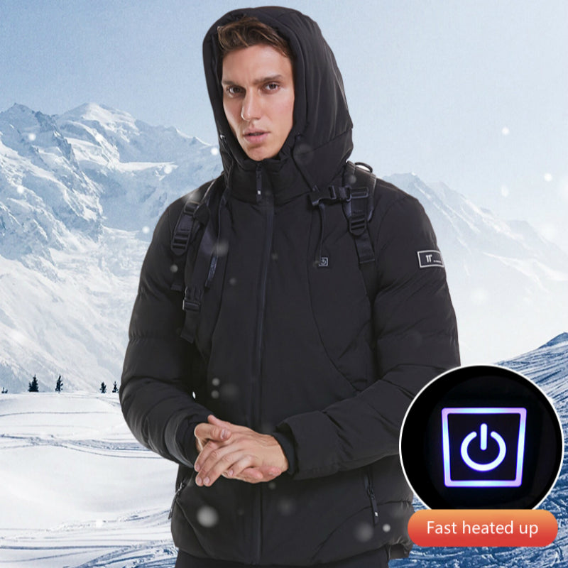 USB Heated Jacket for Men and Women, Hooded Cotton Coat
