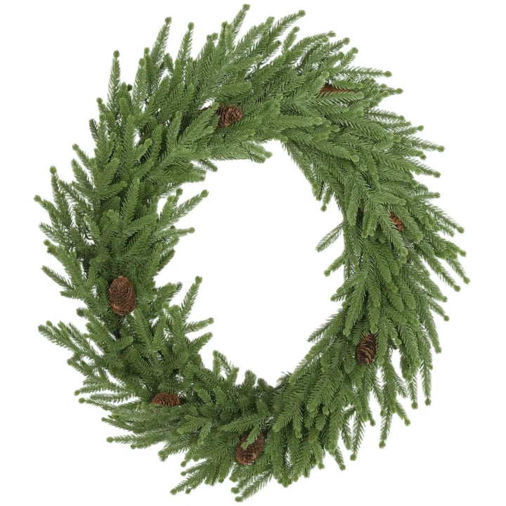 Norfolk pine wreath with pine cones