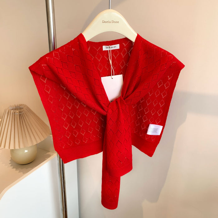 Warmfell Knitted Shoulder Wrap with Tie Front