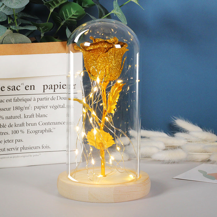 Warmfell Preserved rose in a glass dome with fairy lights