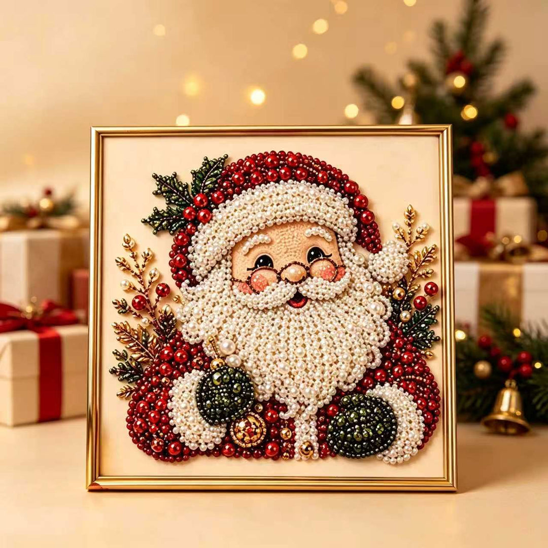 Christmas diamond painting on wooden frame