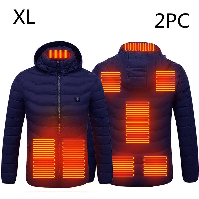 USB Heated Jacket With Hood And 8 Heating Zones, Two-Piece Pack