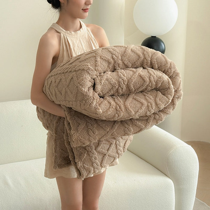 Warmfell Tufted Velvet Throw Blanket with 3D Pattern