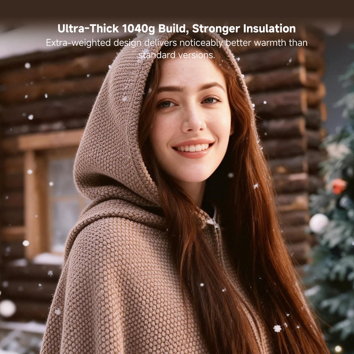 Warmfell™ Heated Hooded Shawl with Zip and 3 Heat Settings