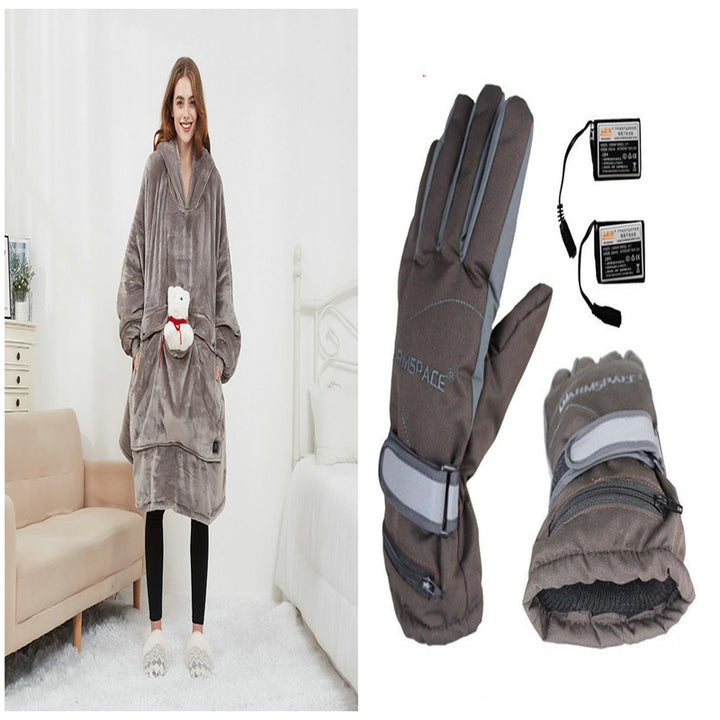 USB Heated Hoodie Blanket – Oversized Flannel and Sherpa