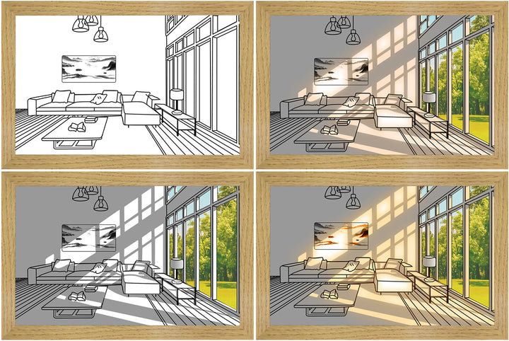 Framed LED painting with sunshine glow