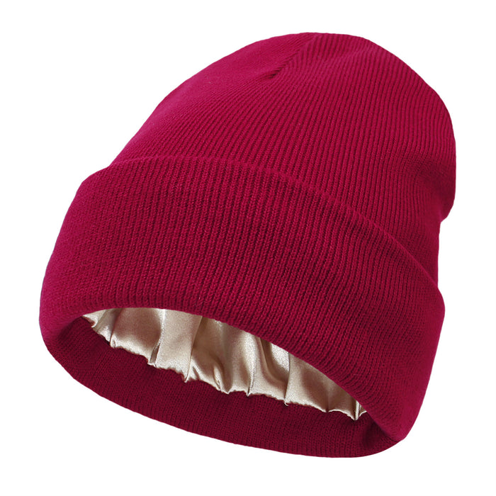 Warmfell Satin Lined Cuffed Beanie for Smooth Hair