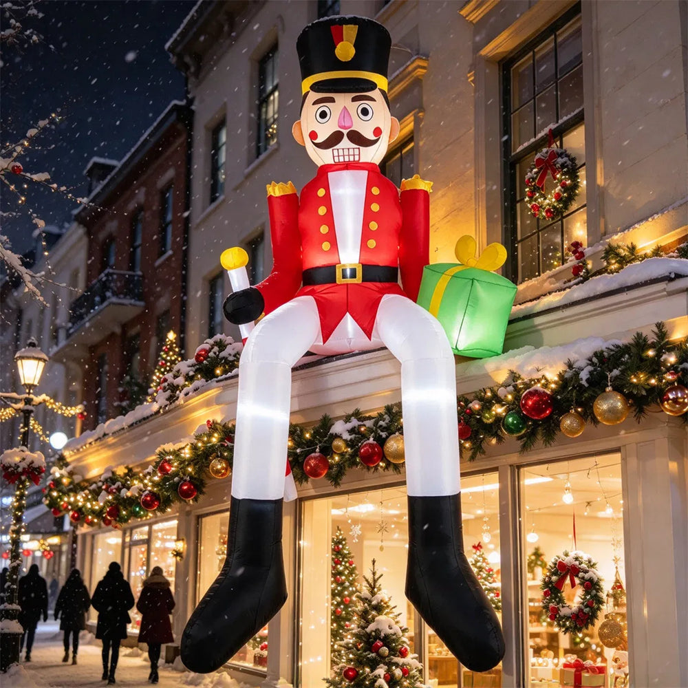 Giant inflatable sitting nutcracker