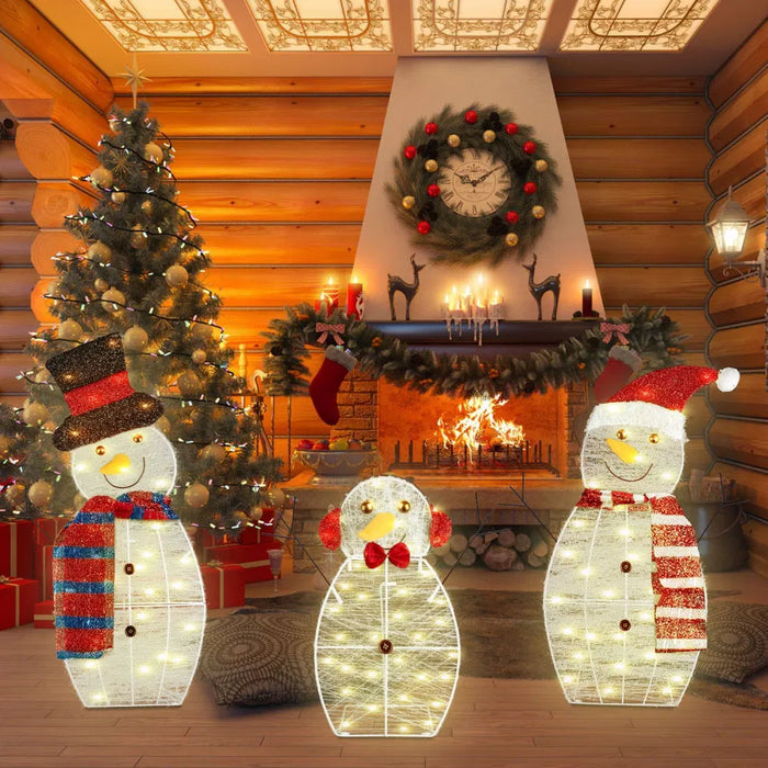 Warmfell Set of 3 Light-Up Snowman Family Figures