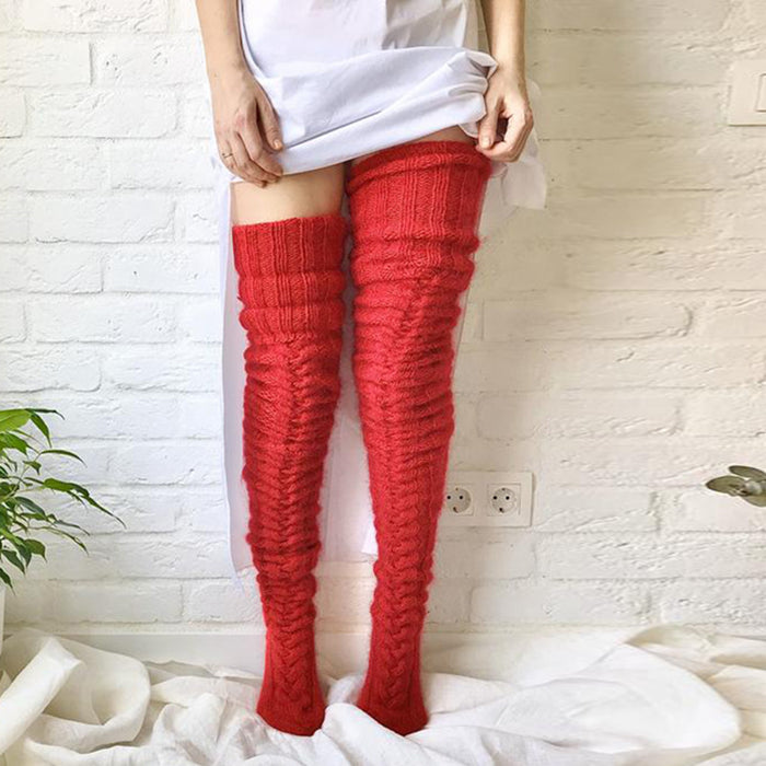 Warmfell Over the Knee Cable Knit Socks, Extra Long