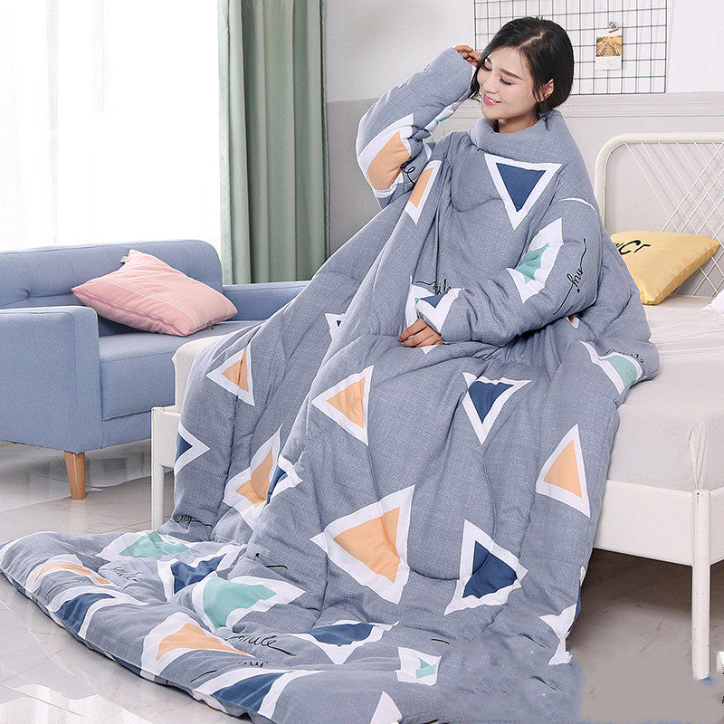 Winter Lazy Quilt with Sleeves, Wearable Blanket for Bed