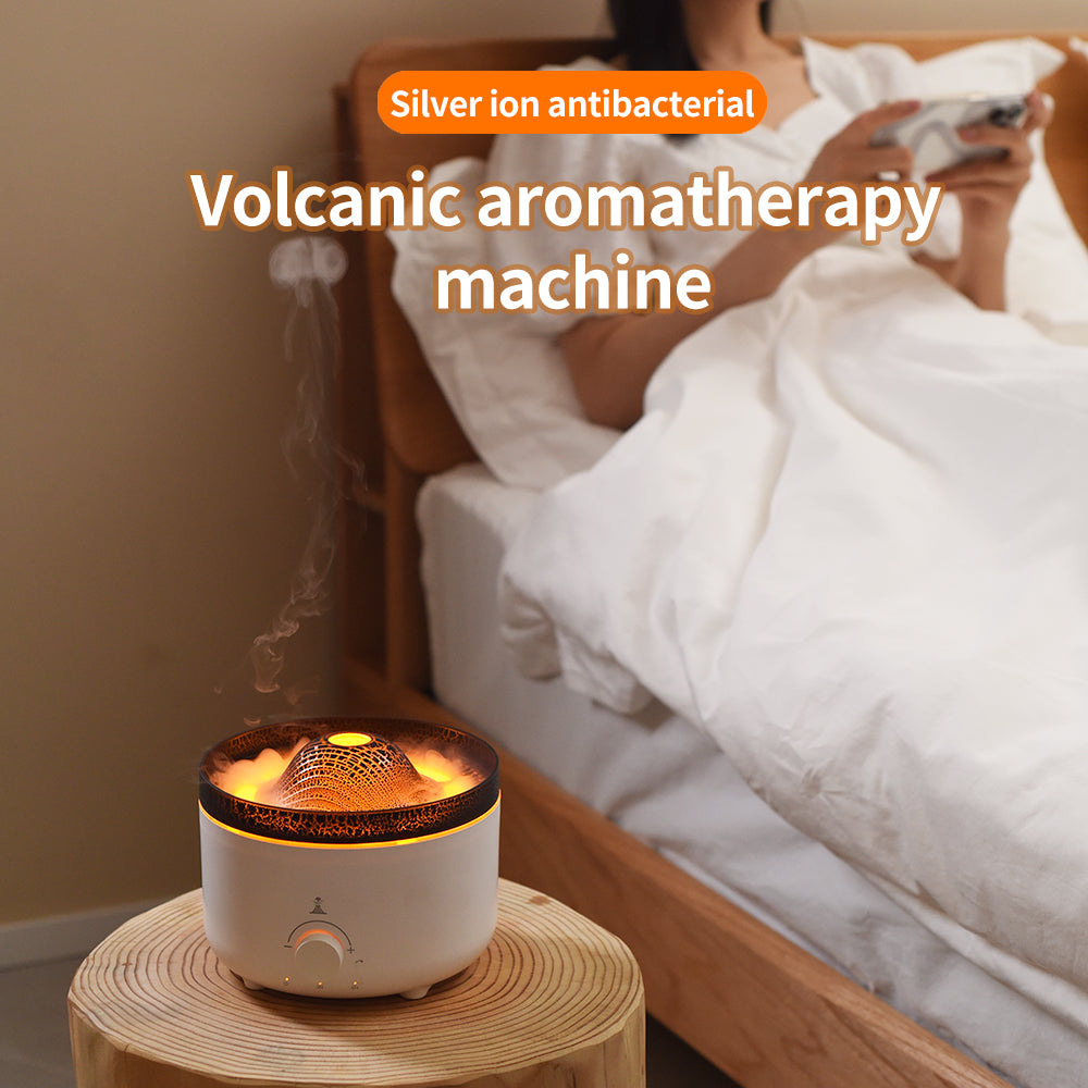 Small Silent Volcano Flame Humidifier With Remote, USB Diffuser