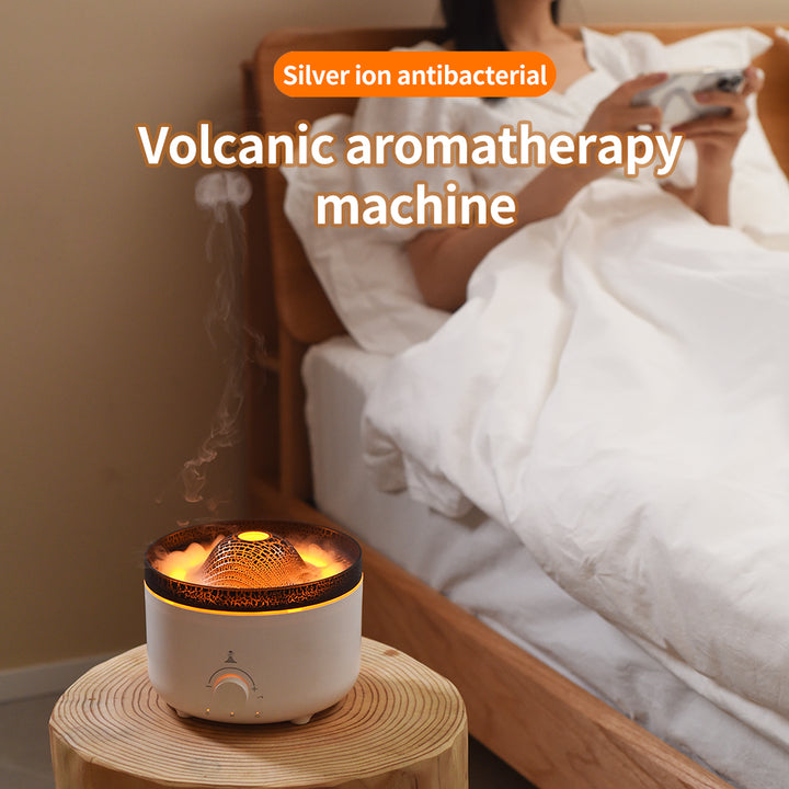 Small Silent Volcano Flame Humidifier With Remote, USB Diffuser