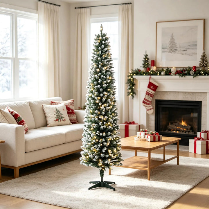 Frosted slim pencil tree with remote