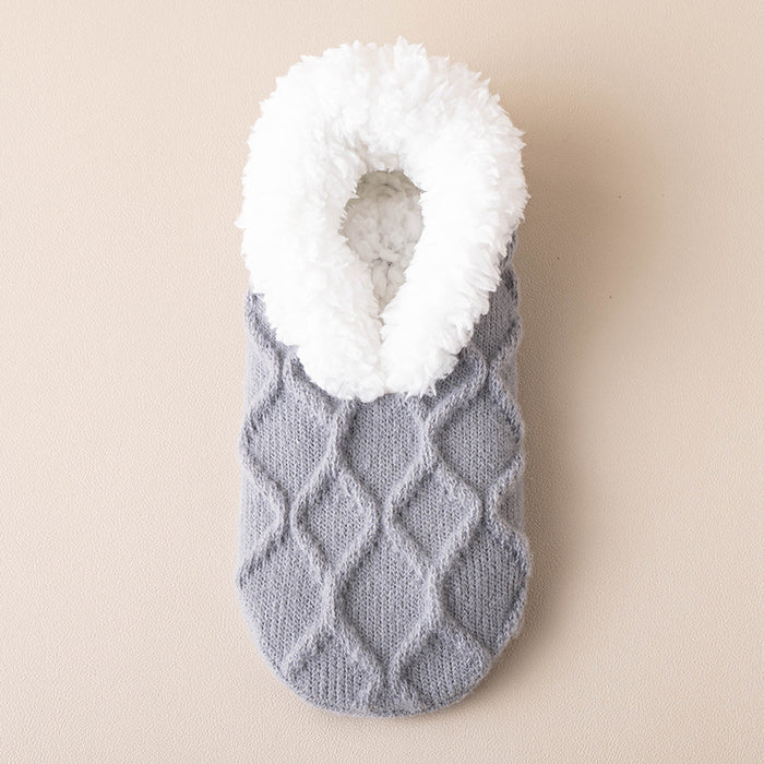 Warmfell Plush Lined Slipper Socks with Grip Dots