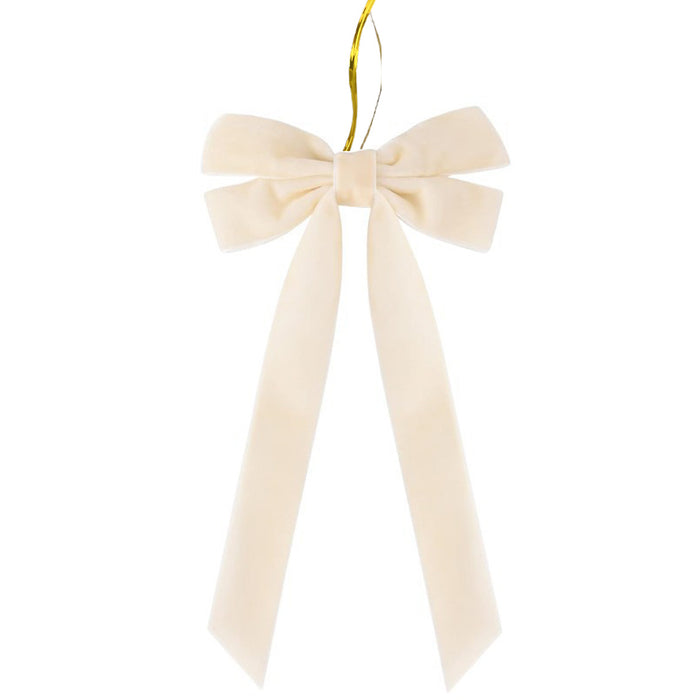 Warmfell Velvet Christmas bow with long tails and gold cord