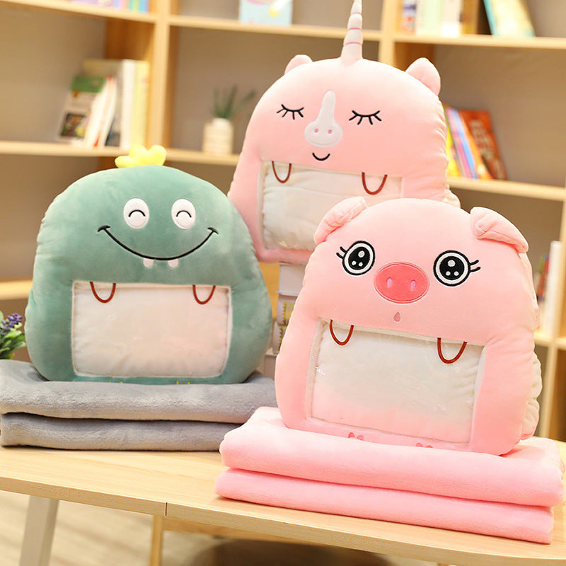 Plush Animal Hand Warmer Pillow With Blanket Inside
