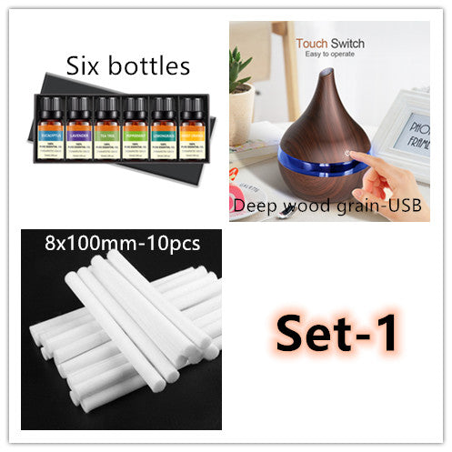 Wood Grain Essential Oil Diffuser – Ultrasonic LED Humidifier