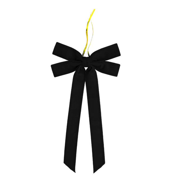 Warmfell Velvet Christmas bow with long tails and gold cord