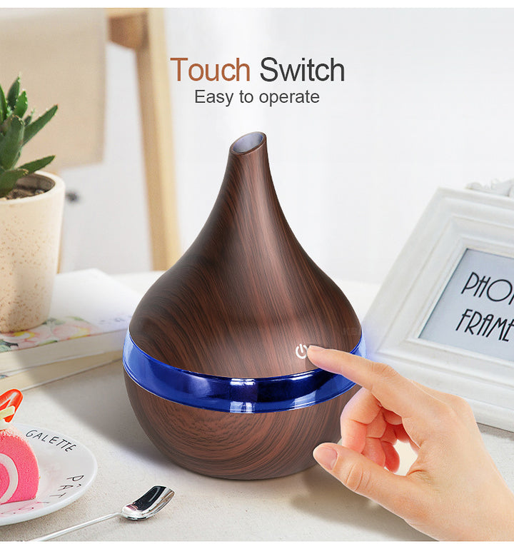 Wood Grain Essential Oil Diffuser – Ultrasonic LED Humidifier