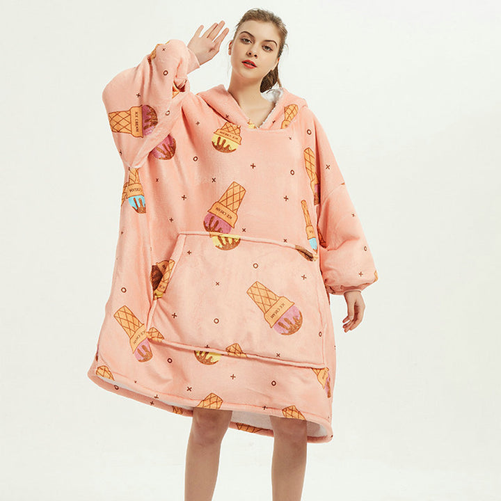 Wearable Blanket Hoodie – Soft Flannel with Fun Prints