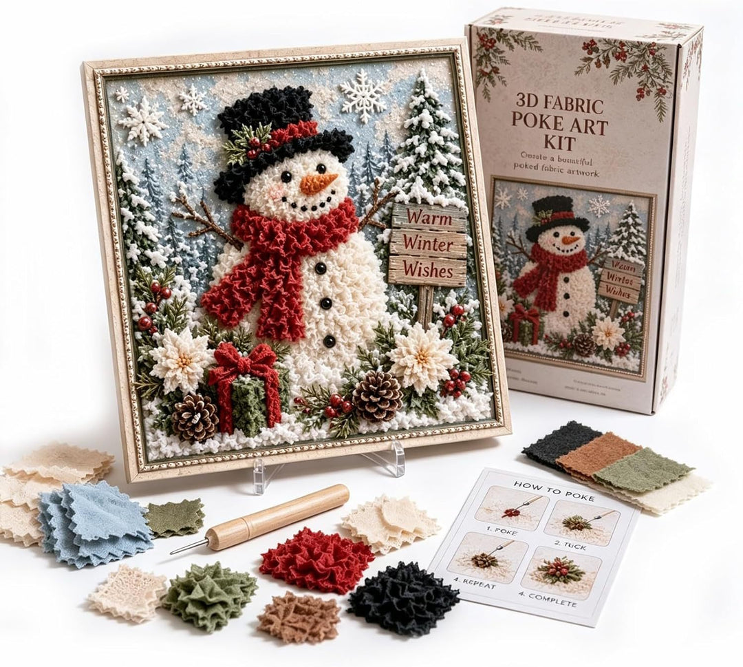 3D fabric poke art Christmas picture in frame