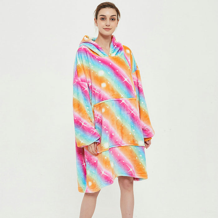Warmfell Oversized printed blanket hoodie in double-layer fleece