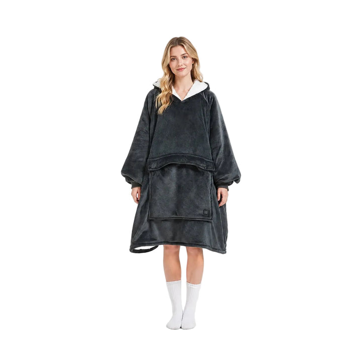 Warmfell™ USB Heated Blanket Hoodie with 3-Zone Thick Flannel Warmth