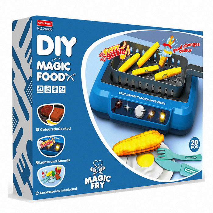 Warmfell Play Kitchen Set with Light-Up Hob and Colour-Changing Food