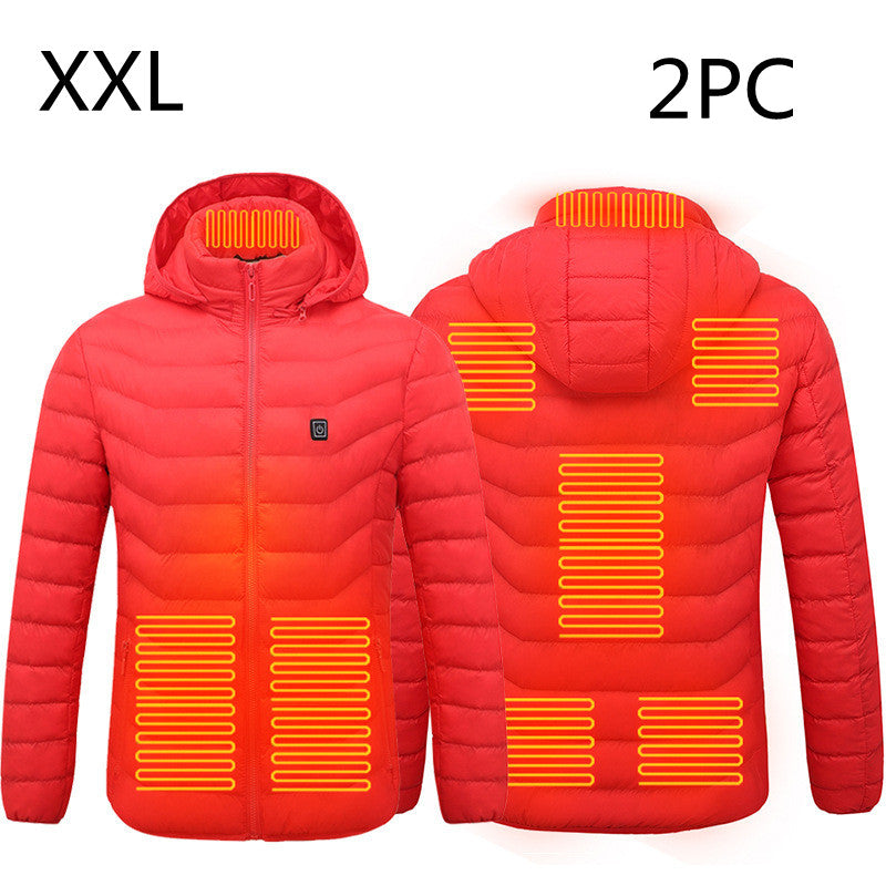 USB Heated Jacket With Hood And 8 Heating Zones, Two-Piece Pack