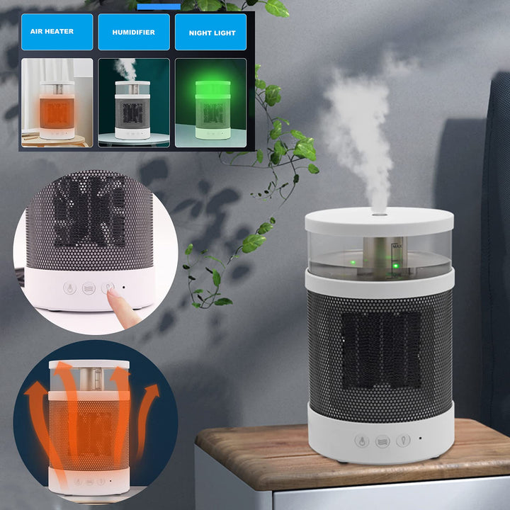 3 In 1 Space Heater With Humidifier And Colourful Night Light