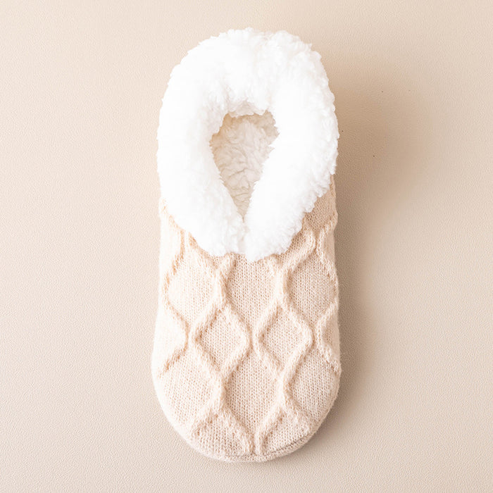 Warmfell Plush Lined Slipper Socks with Grip Dots