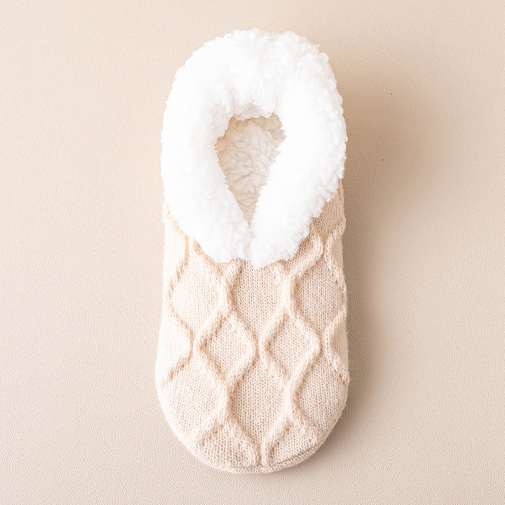 Beige slipper socks with grip dots