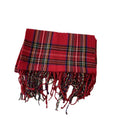 Red tartan check scarf with tassels
