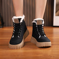 Women's Lace-Up Fleece Ankle Snow Boots with Thick Heel