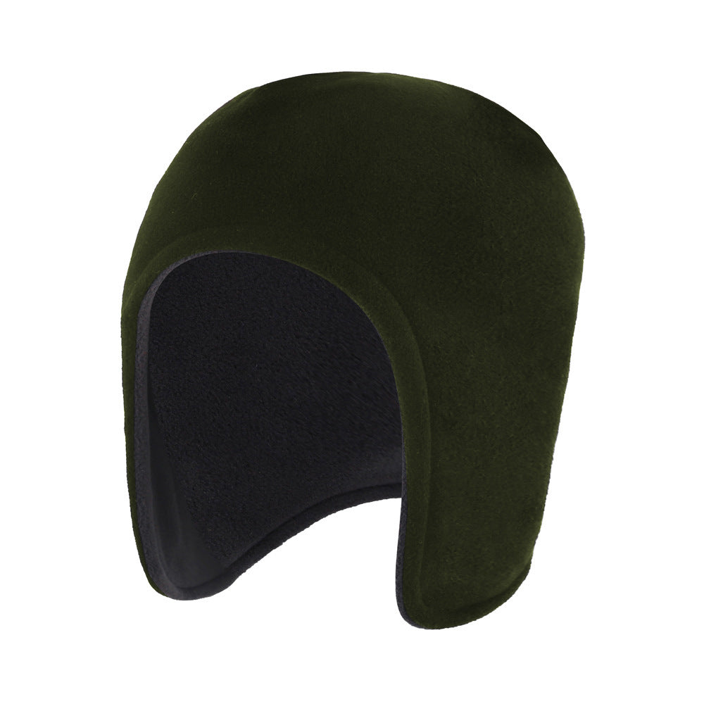 Black polar fleece cap with ear flaps