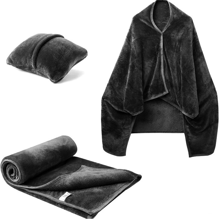 Warmfell 3-in-1 Fleece Blanket Shawl that Folds into a Cushion