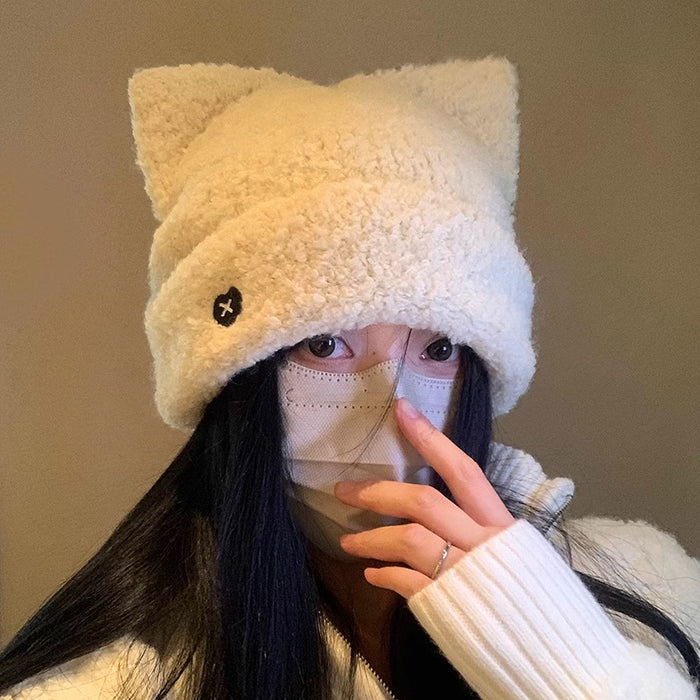Warmfell Fluffy Teddy Fleece Beanie with Cat Ears