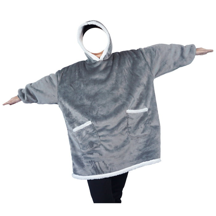 Warmfell Hooded wearable blanket in thick flannel for couples