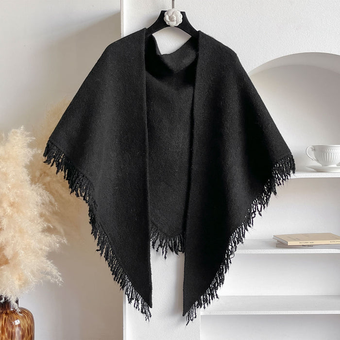Warmfell Fringed Knit Scarf and Shoulder Wrap, 180 x 60 cm